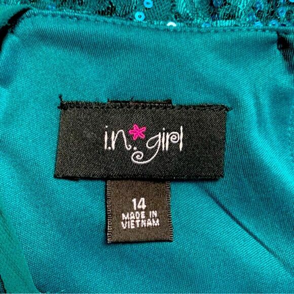 🆕 Green Sequin Party Dress Girl’s 14 Fit & Flare Hi-Lo HoCo Prom Formal Wedding - Picture 5 of 9